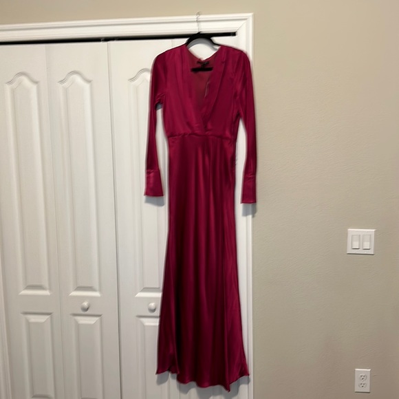 Raspberry silk maxi dress, brand new - Picture 1 of 6